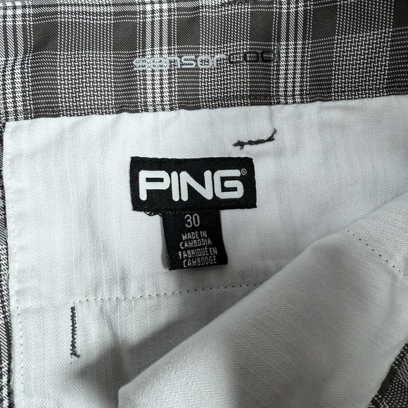 Ping Golf Shorts Men's 30 Gray Plaid Sensorcool Chino Performance Stretch - Picture 3 of 9